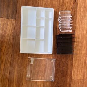 Letter and Notepad Holders, Desk Drawer Tray Set Of Four Plastic/Lucite